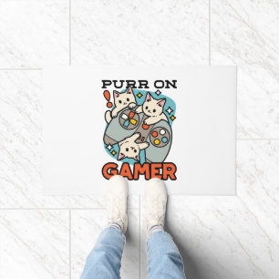Purer On Gamer - Niedliches Cat Gaming Design Fußmatte