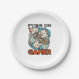 Purer On Gamer - Niedliches Cat Gaming Design Pappteller