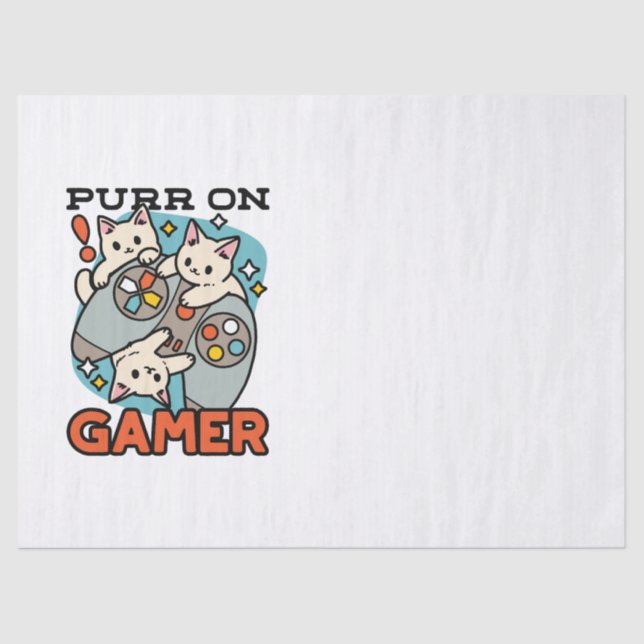Purer On Gamer - Niedliches Cat Gaming Design Seidenpapier (Vorderseite)