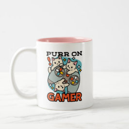 Purer On Gamer - Niedliches Cat Gaming Design Zweifarbige Tasse