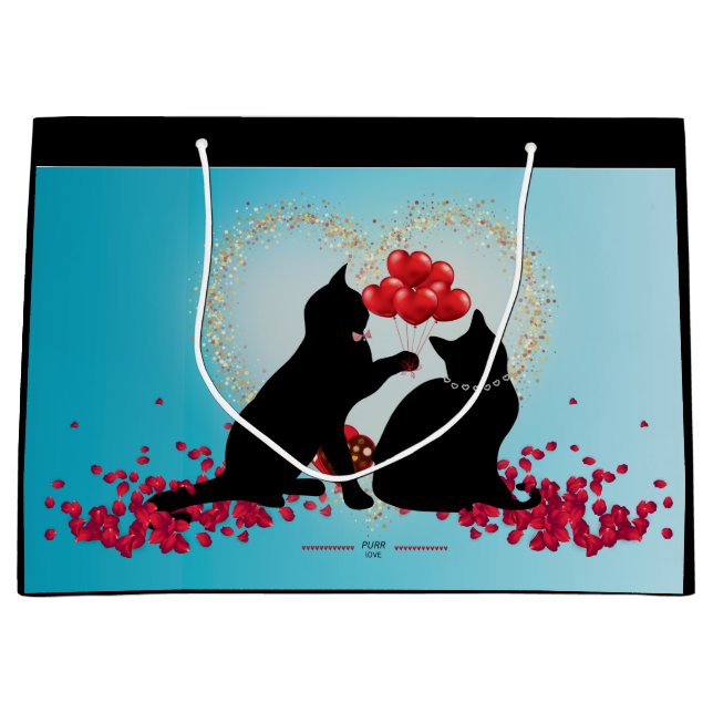Purere Liebe - Katze Valentinballons - Geschenktüt Große Geschenktüte (Vorderseite)