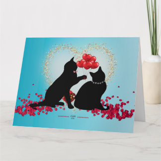 Purere Liebe - Katze Valentinballons - Geschenktüt Karte