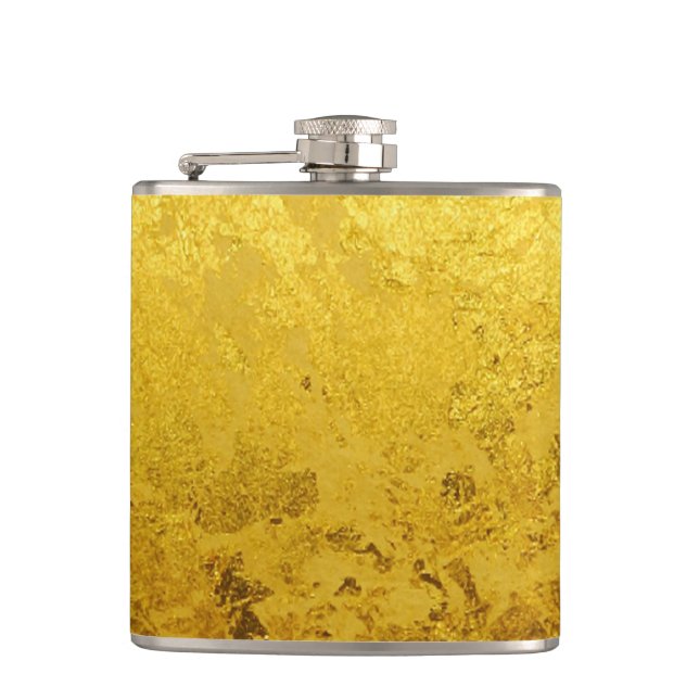 PURES GOLD Muster / Blattgold Flachmann (Vorderseite)