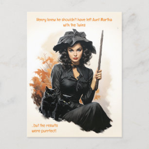 Purfect Babysitter Haushalt Halloween Postkarte