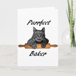 Purfect Baker Cat gibt verrückte Katzenfrau Feiertagskarte