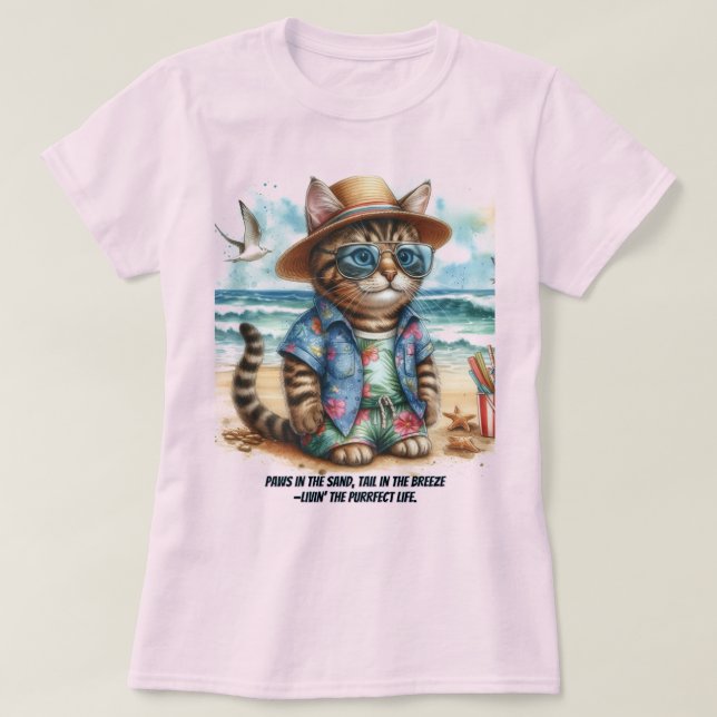 Purfect Beach Life für Kitty Cat Liebhaber T-Shirt (Design vorne)