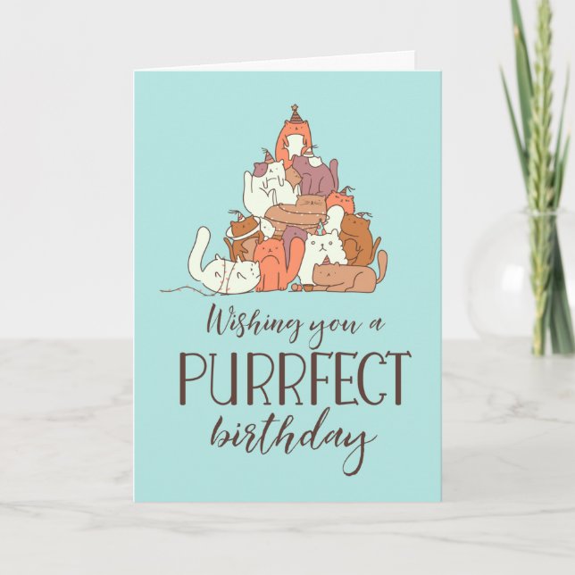 Purfect Birthday Funny Cat Lover Geburtstag Karte (Vorderseite)