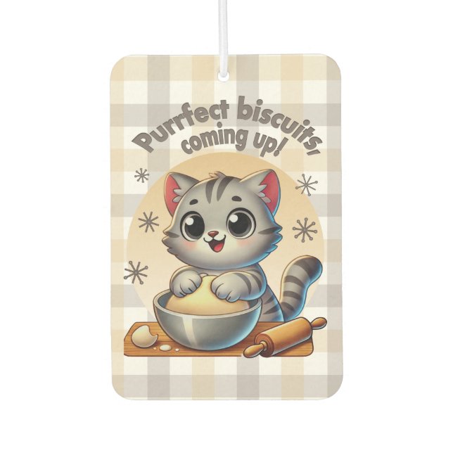 "Purfect biscuits, kommend" Katzenkuppe Autolufterfrischer (Vorderseite)