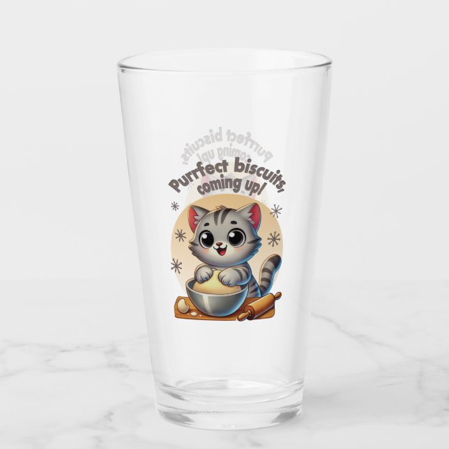 "Purfect biscuits, kommend" Katzenkuppe Glas (Vorderseite)