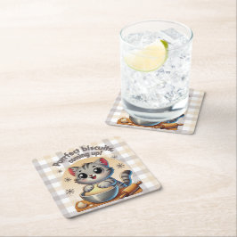 "Purfect biscuits, kommend" Katzenkuppe Rechteckiger Pappuntersetzer