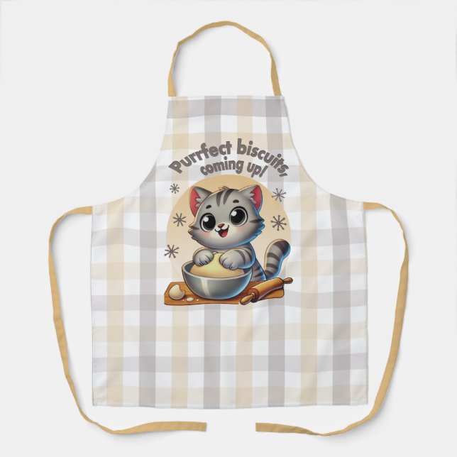 "Purfect biscuits, kommend" Katzenkuppe Schürze (Vorderseite)