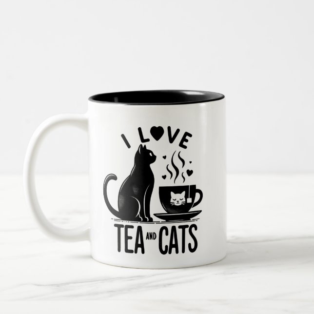 Purfect Brew: Ich Liebe Tee und Katzen Zweifarbige Tasse (Links)