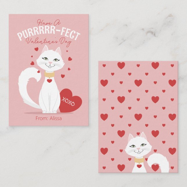 Purfect Cat Kids Valentine's Day Card Mitteilungskarte (Vorne/Hinten)