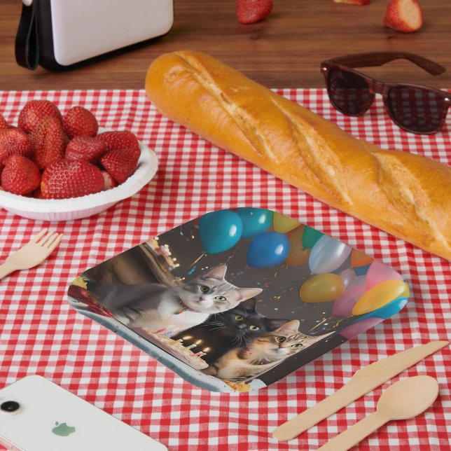 Purfect Celebration: Geburtstagsparty einer Katze Pappteller (Picknick)