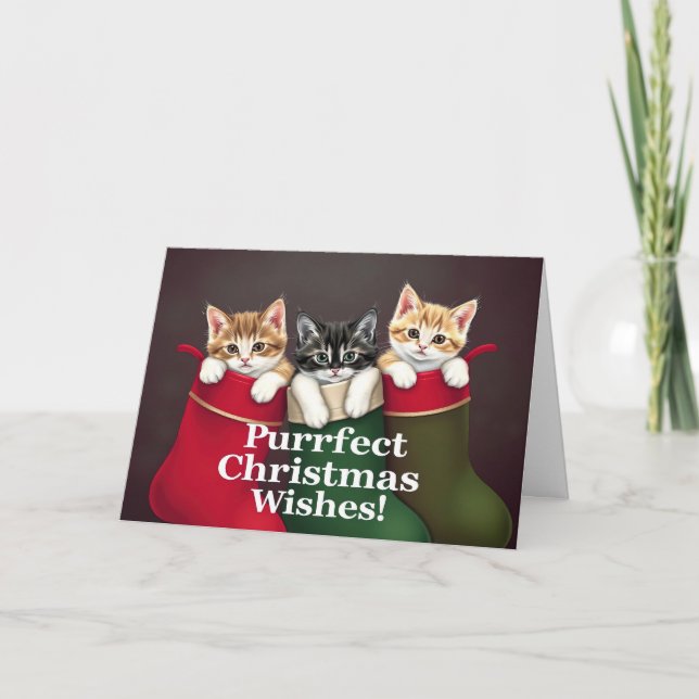 Purfect Christmas wünscht Katzen Karte (Vorderseite)