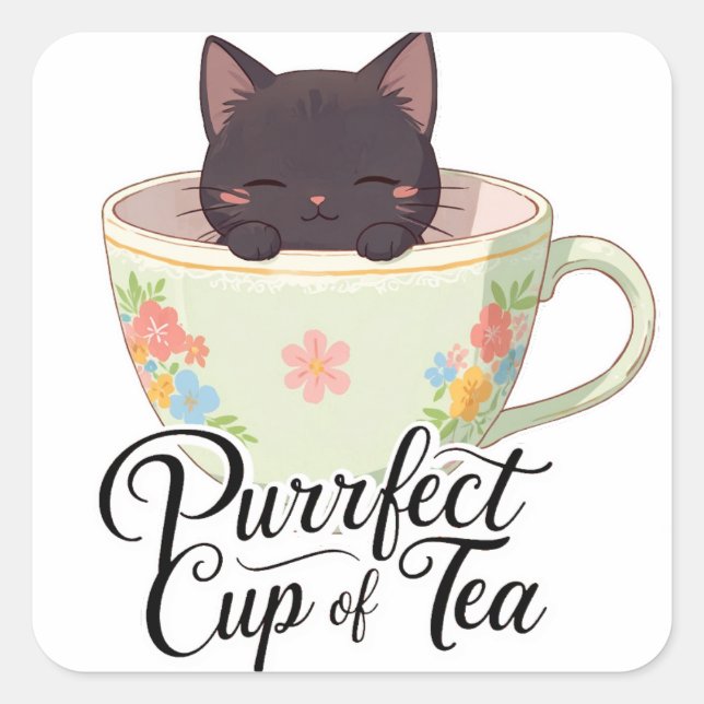 Purfect Cup of Tea Quadratischer Aufkleber (Vorderseite)