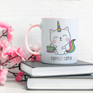 Purfect Cuppa Niedlich Kawaii Caticorn Rosa Cartoo Tasse
