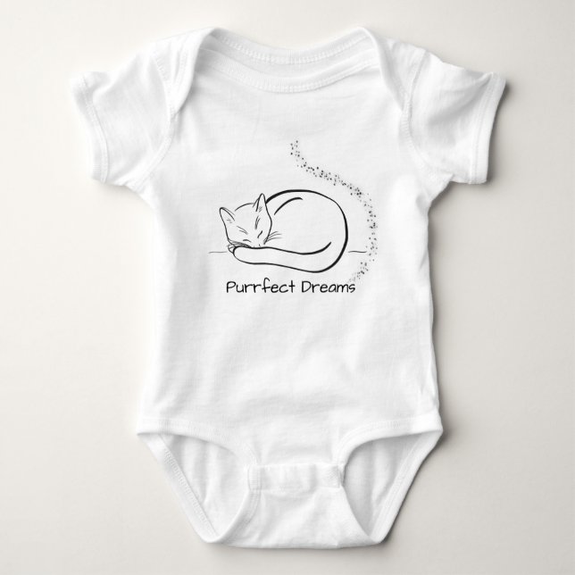 Purfect Dreams - Niedliches Schlafen Cat Line Desi Baby Strampler (Vorderseite)
