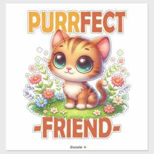 Purfect Friend pun Niedlich orange Katzenkätzchen  Aufkleber