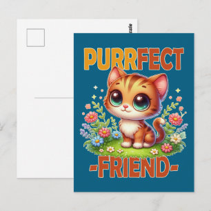 Purfect Friend pun Niedlich orange Katzenkätzchen  Postkarte