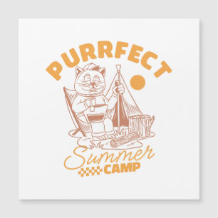 Purfect Summer Camp - Vintage Katze Magnetkarte