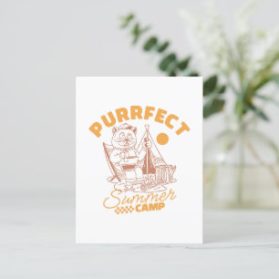 Purfect Summer Camp - Vintage Katze Postkarte