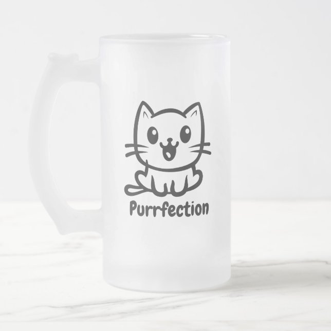 Purfektion, sehr Niedliche Anime-Katze Mattglas Bierglas (Links)