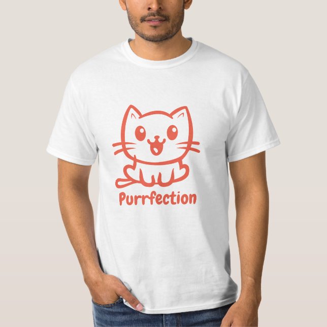 Purfektion, sehr Niedliche Anime-Katze T-Shirt (Vorderseite)