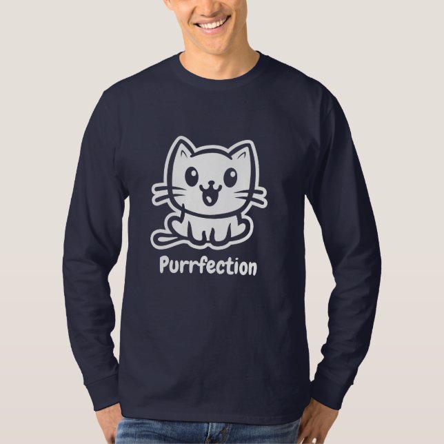 Purfektion, sehr Niedliche Anime-Katze T-Shirt (Vorderseite)