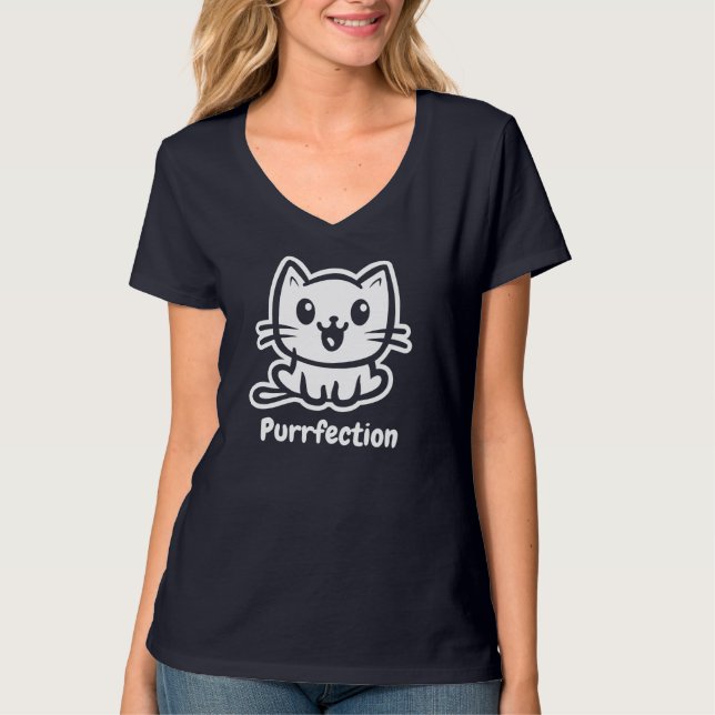 Purfektion, sehr Niedliche Anime-Katze T-Shirt (Vorderseite)