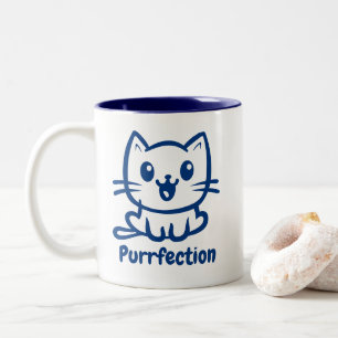 Purfektion, sehr Niedliche Anime-Katze Zweifarbige Tasse