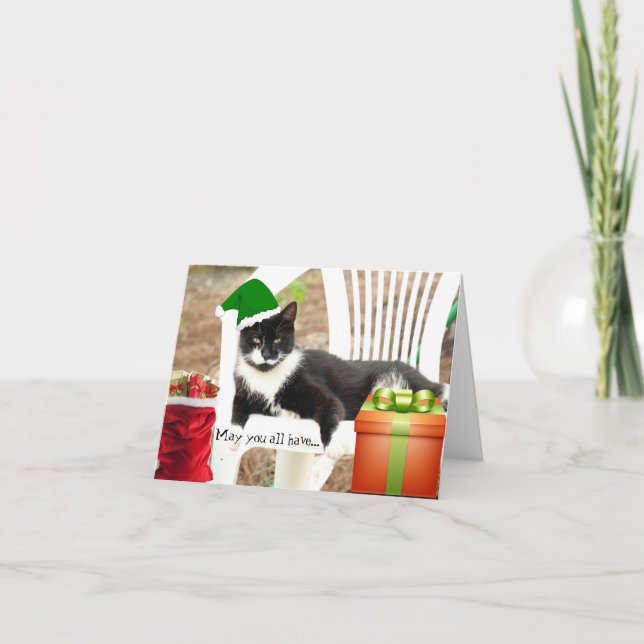 Purffiff Weihnachtsflaume Neujahr Faltkatze Karte (Vorderseite)