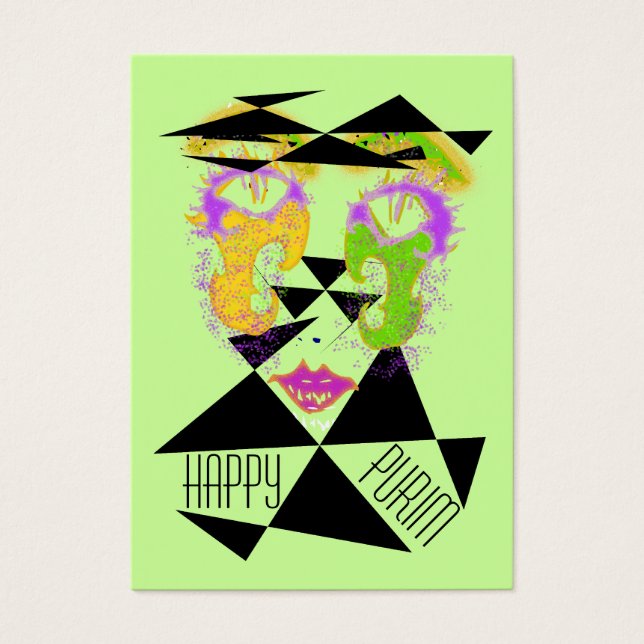 Purim Abstrakte Kostümgeschenkkarten ChubbyBusines (Vorderseite)