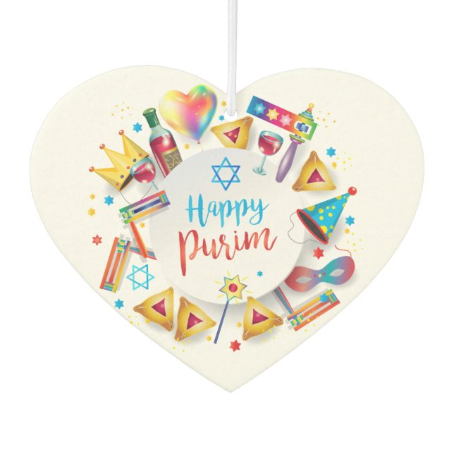 Purim Basket Gifts Hamantaschen Gragger Hebrew Autolufterfrischer (Vorderseite)