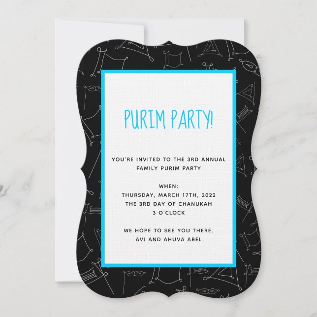 Purim Einladung (Vorderseite)