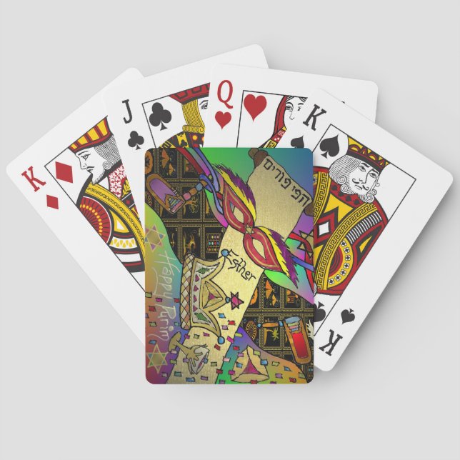 Purim Esther Celebration Art Print Playing Cards Spielkarten (Rückseite)