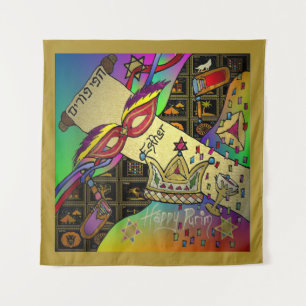 Purim Esther Celebration Dark Art Print Tapestes Wandteppich
