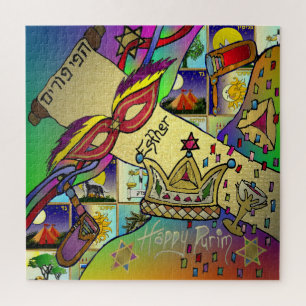 Purim Esther Celebration Light Art Print Puzzle