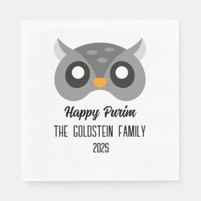 Purim Eule Maskerade Kostüm Serviette (Vorderseite)