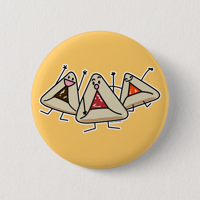 Purim hamantaschen Gebäck Sameach Oznei Haman Button (Vorderseite)