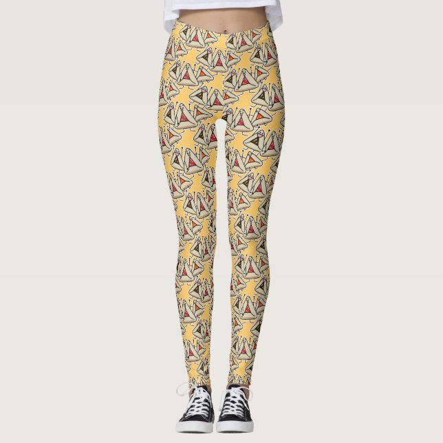 Purim hamantaschen Gebäck Sameach Oznei Haman Leggings (Vorderseite)