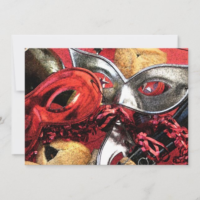 Purim Masken u. Hamentashen Einladung (Vorderseite)