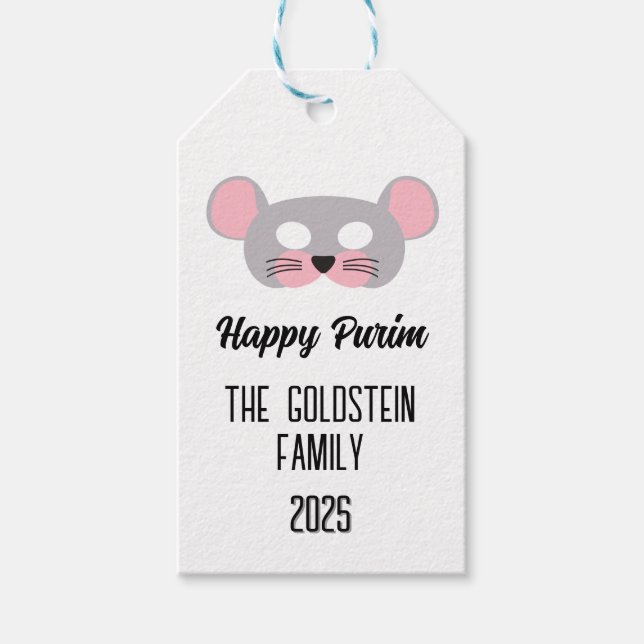 Purim Maus Maskerade Kostüm Geschenkanhänger (Vorderseite)