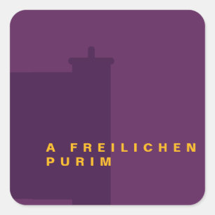 Purim Megillah Silhouette Mishloach Manot Quadratischer Aufkleber