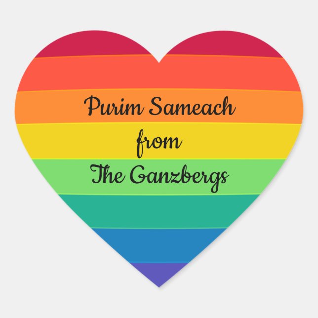 Purim Mishloach Manos Shalach Manot Heart Sticker (Vorderseite)