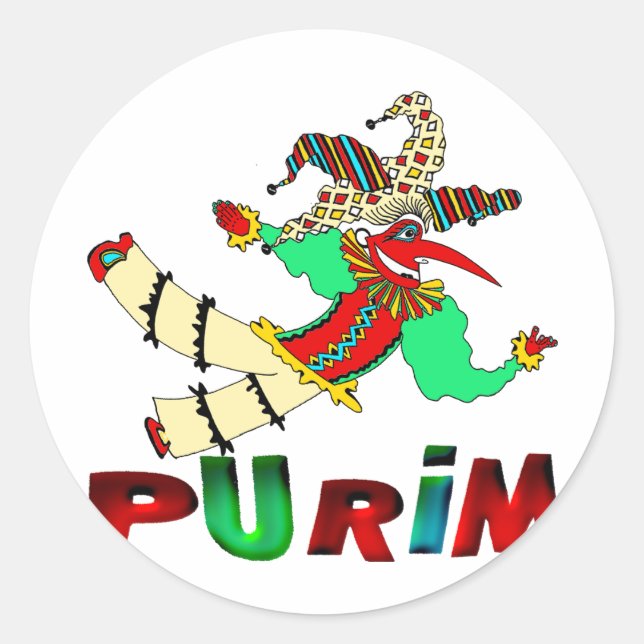 Purim Runder Aufkleber (Vorderseite)