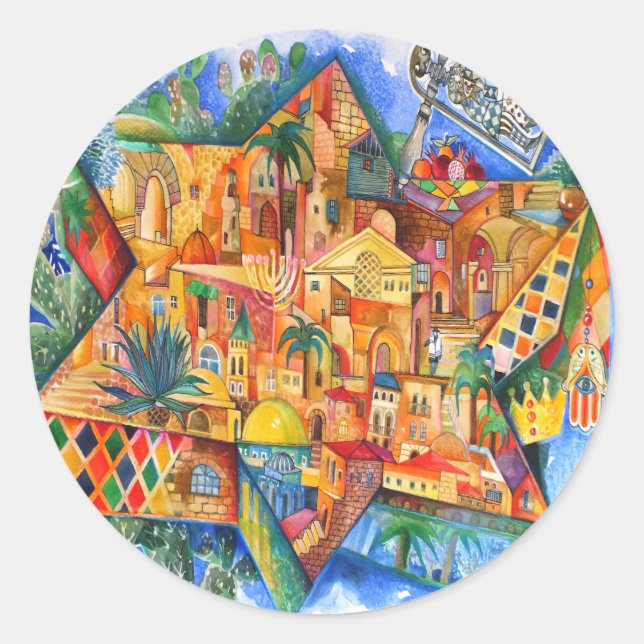 PURIM RUNDER AUFKLEBER (Vorderseite)