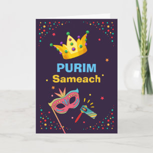 Purim Sameach Festive Mask und Noise Maker Karte