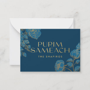 Purim Sameach mit Blumen für Shaloch Manot Mitteilungskarte