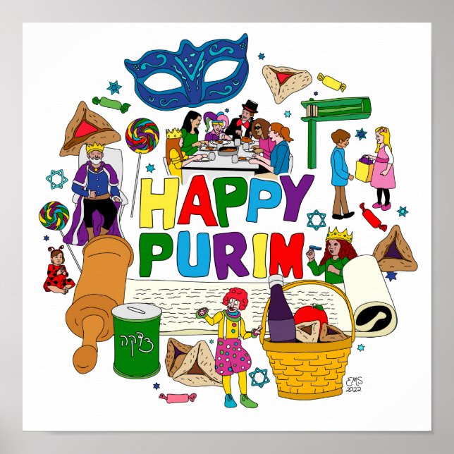 Purim Scene Square Poster (Vorne)